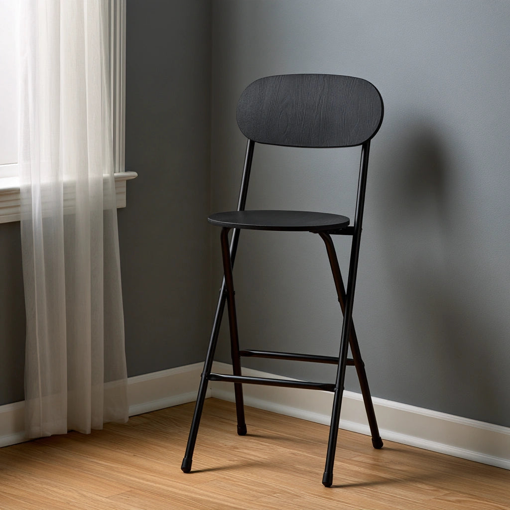 Sgabello da bar dalle linee essenziali pieghevole, colore grigio