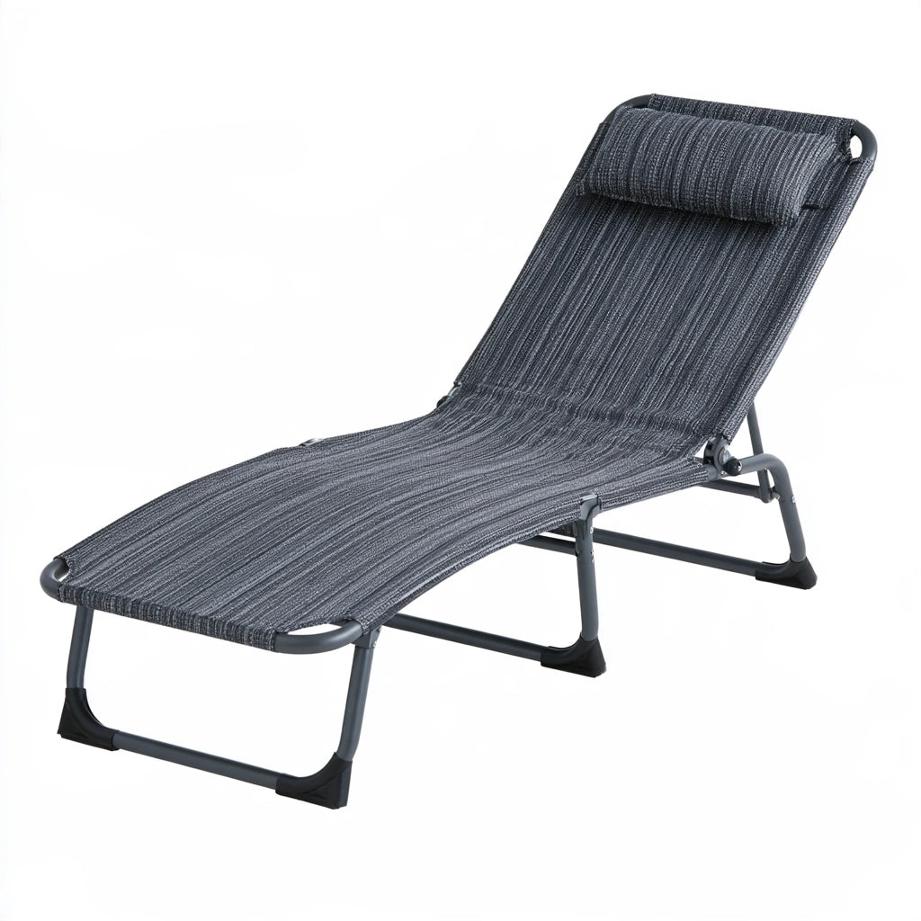 Poltrona relax pieghevole dalle linee essenziali, colore grigio
