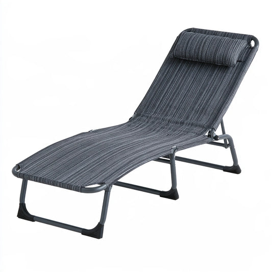 Poltrona relax pieghevole dalle linee essenziali, colore grigio