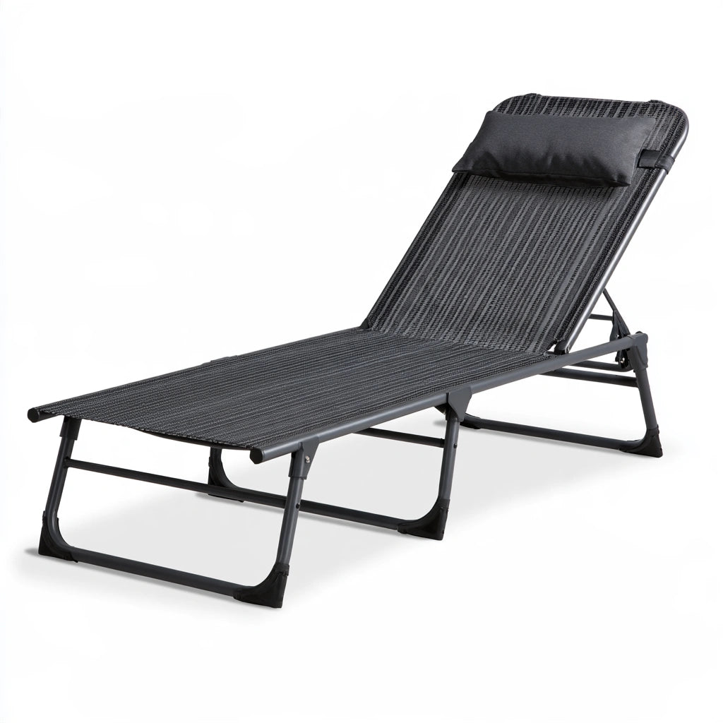 Poltrona relax pieghevole dalle linee essenziali, colore grigio
